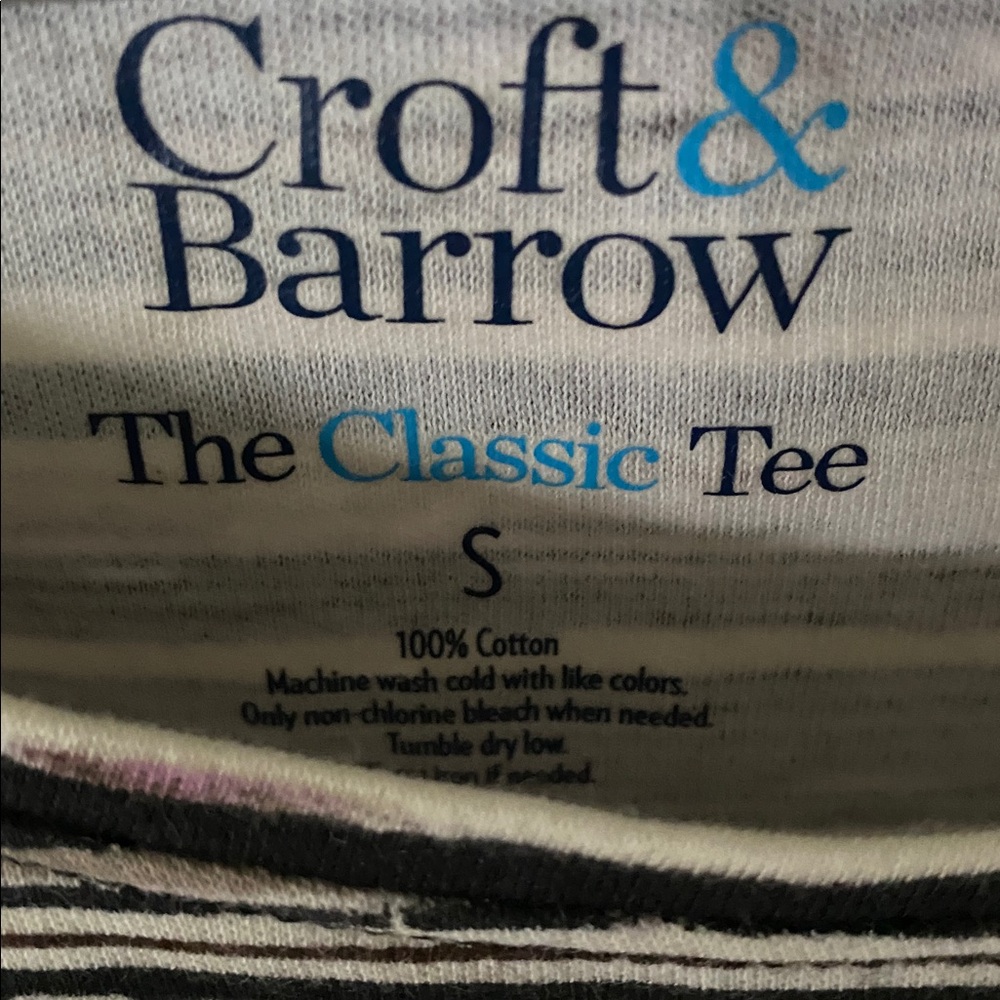Croft & Barrow Striped Long Sleeve Tee Black, White, Purple Size Small - Picture 3 of 5
